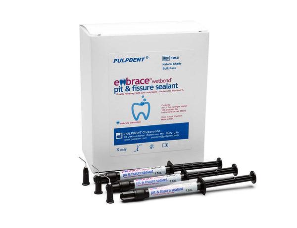 Embrace Wetbond Pit and Fissure Sealant Bulk Pack: 20 x 1.2 mL syringes, natural shade + 100 applicator tips