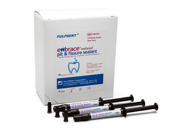 Embrace Wetbond Pit and Fissure Sealant Bulk Pack: 20 x 1.2 mL syringes, off-white shade + 100 applicator tips