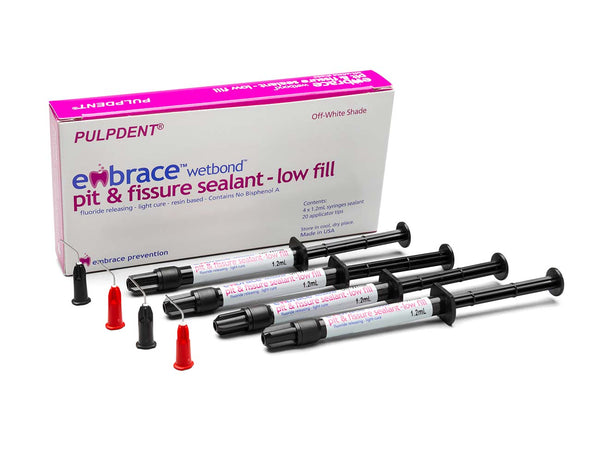 Embrace Wetbond Low Fill Sealant Kit: 4 x 1.2 mL syringes, off-white shade, + 20 applicator tips