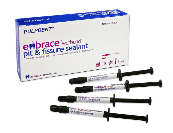 Embrace Wetbond Pit and Fissure Sealant Kit: 4 x 1.2 mL syringes sealant, natural shade + 20 applicator tips