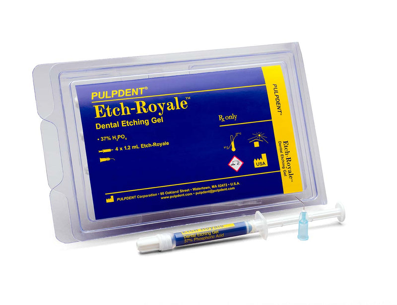 Etch Royale Dental Etching Gel - 37% Phosphoric Acid KIT: 4 x 1.2 mL syringes + 20 pre-bent applicator tips