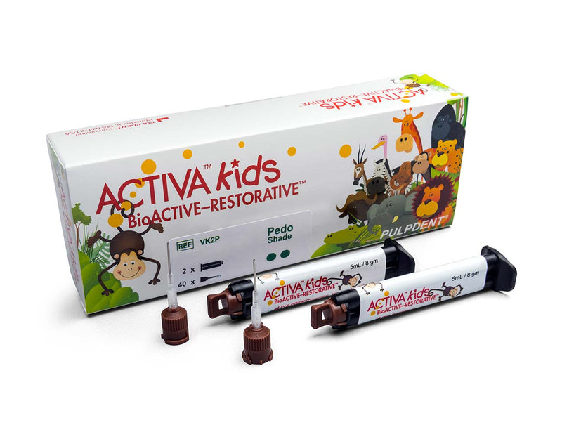 ACTIVA Bio-ACTIVE-KIDS VALUE REFILL: 16 gm (2 x 8gm/5mL syringes) Opaque White Shade + 40 automix tips with bendable 20-gauge metal cannula