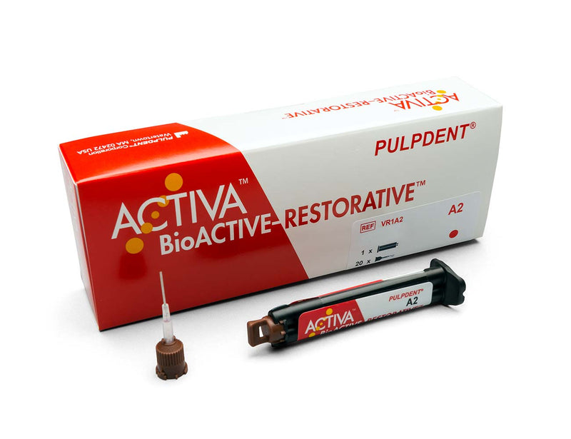 ACTIVA BioACTIVE - RESTORATIVE SINGLE REFILL: A3.5 Shade 8gm/5mL syringe + 20 mix tips with bendable 20-gauge metal cannula